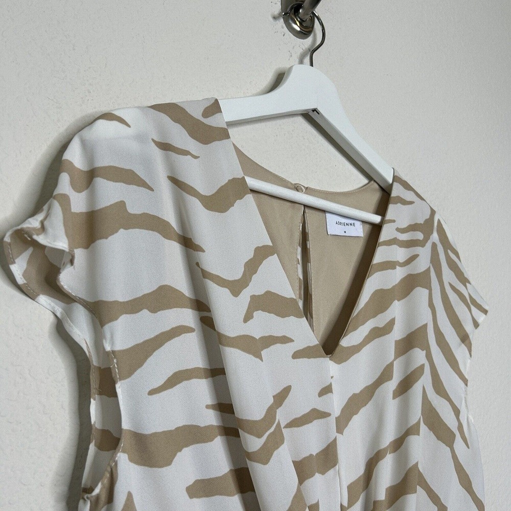 Adrienne Tan and White Zebra Print Tie Elastic Waist Romper M - Picture 2 of 10